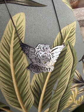 Betsey Johnson Silver Angel 'Innocent' Pendant Necklace